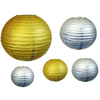 Đèn lồng giấy nhũ vàng/ nhũ bạc 30cm
