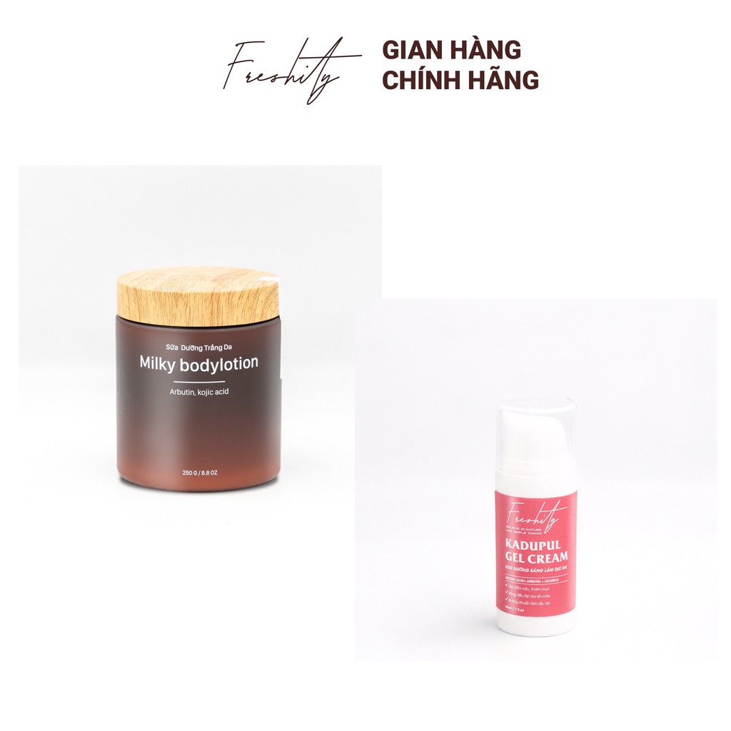 Combo Sữa dưỡng thể Milky 250g và Gel Kadupul dưỡng da mặt 30ml Freshity