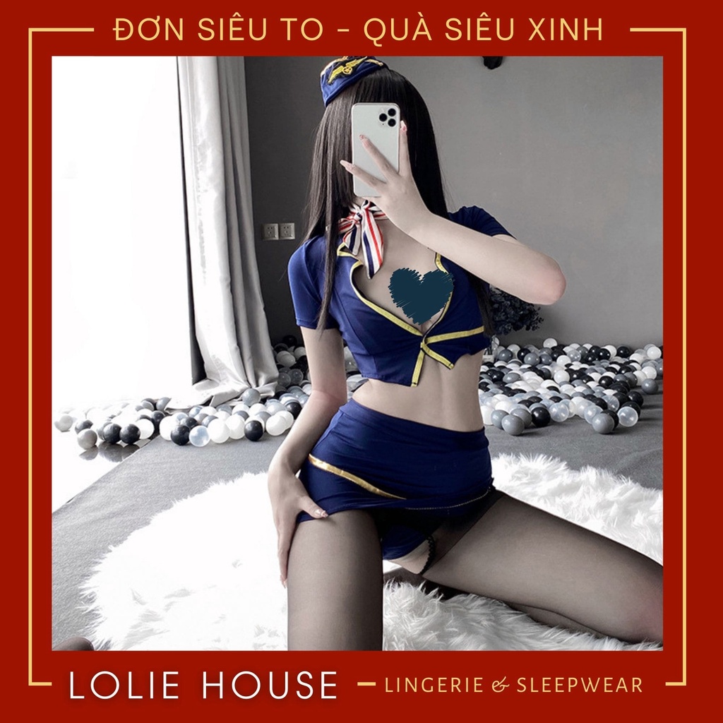 Bộ ngủ cosplay tiếp viên hàng không sexy, đồ ngủ sexy cosplay tiếp viên LOLIE HOUSE - CP52 | BigBuy360 - bigbuy360.vn