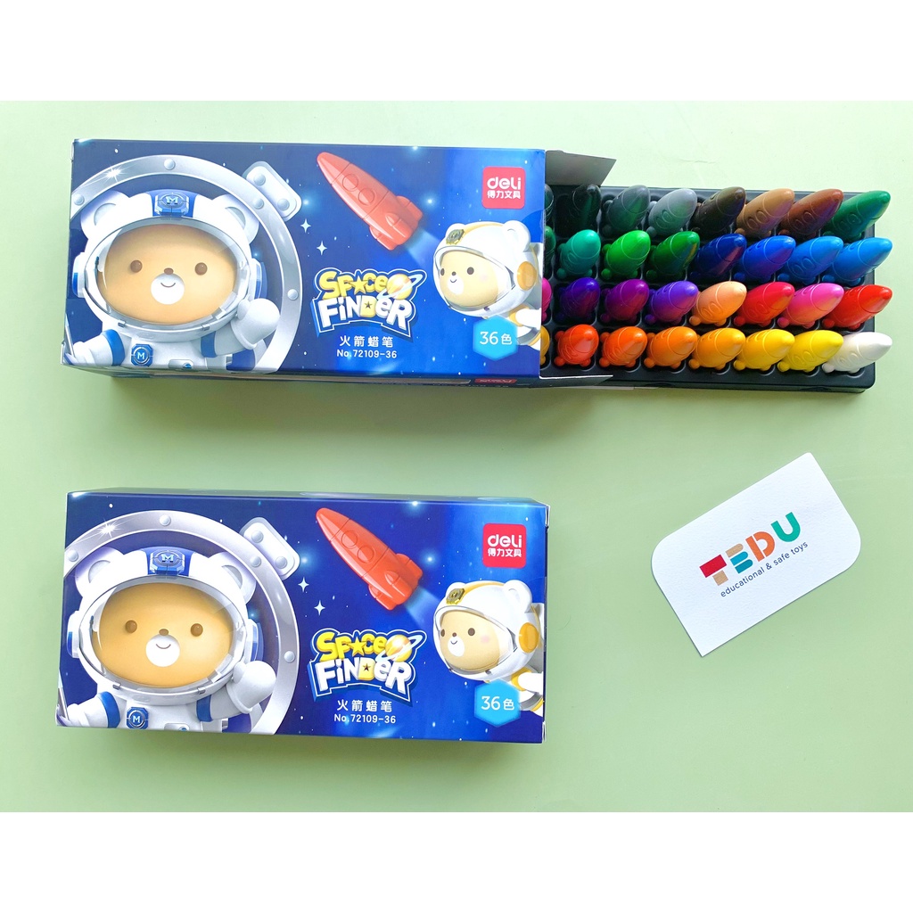 Sáp màu thiết kế hình Tên Lửa Tedu - set 36 màu an toàn
