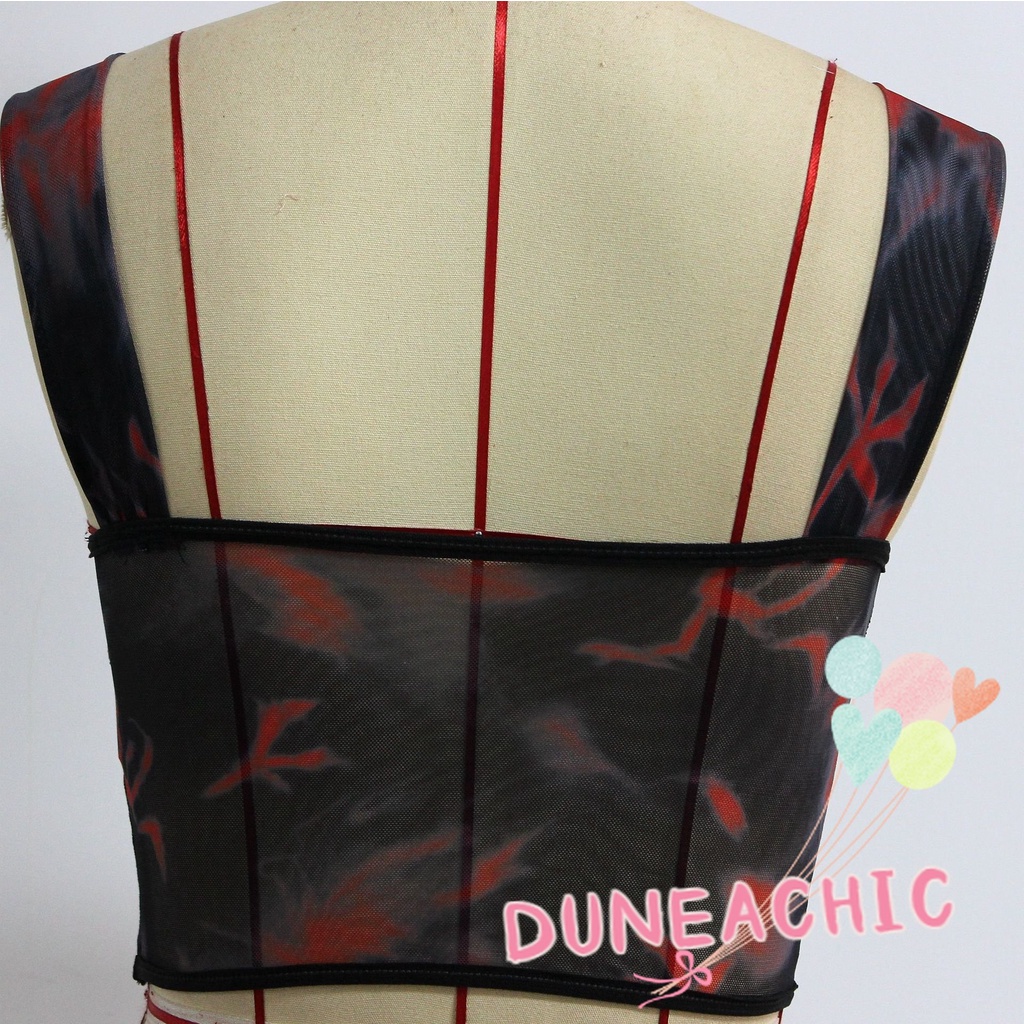 DUNEA Áo Tank Top Lưới Hở Lưng In Họa Tiết Gợi Cảm Cho Nữ