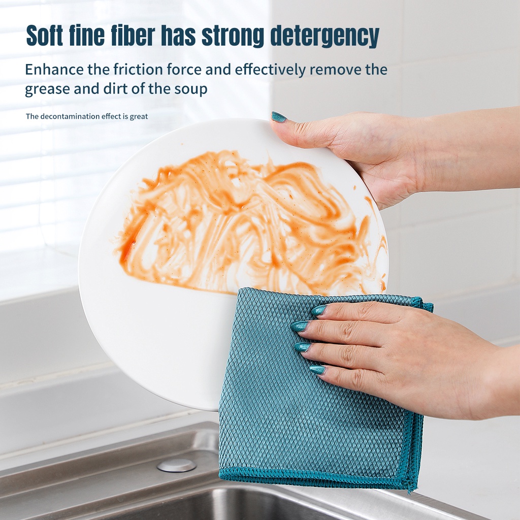 Khăn lau vệ sinh JUJIAJIA thiết kế dày dặn họa tiết sọc ca rô mau khô tiện lợi cho nhà bếp