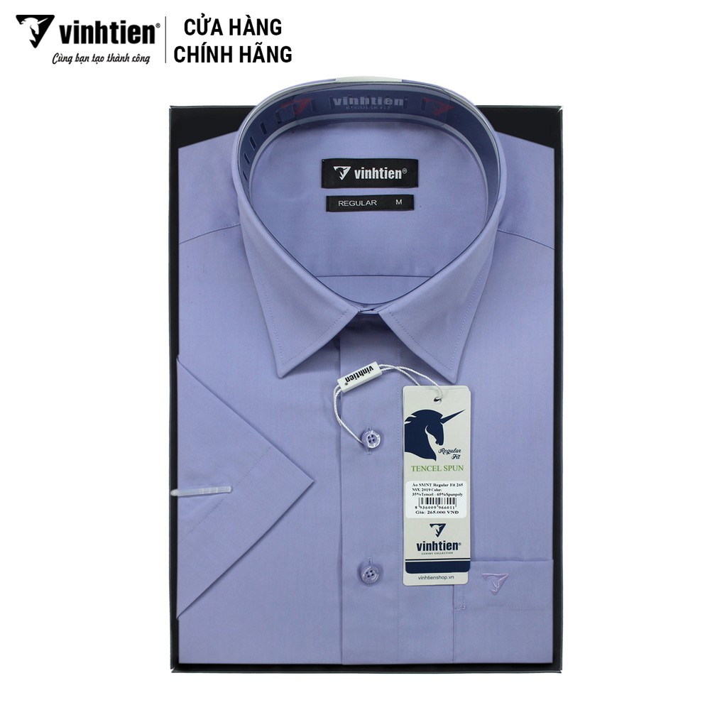 Áo Sơ Mi Ngắn Tay Màu Tencel-Spun Regular Fit 295 Vĩnh Tiến - Vạt Bầu - VM6-G510