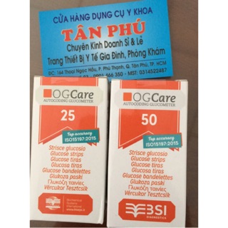 Hộp 25-50 que thử đường huyết OGCare chính hãng (date xa)