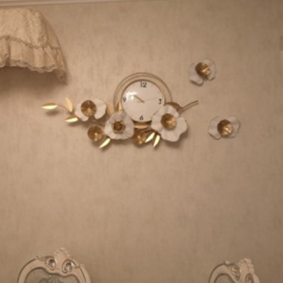 Đồng Hồ Treo Tường Trang Trí Decor DKDK quartz hoa mai vàng nội thất phòng khách cỡ lớn hiện đại