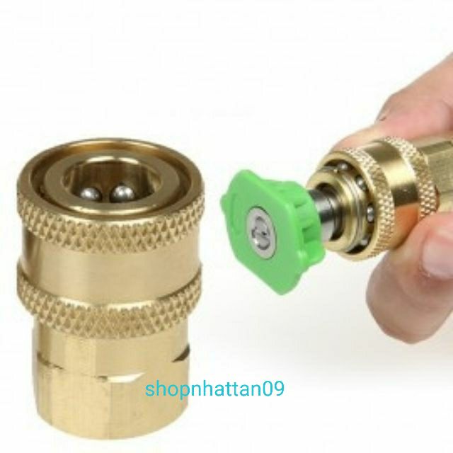 Đầu cái nối nhanh 1/4 - nối béc súng xịt của máy rửa xe áp lực cao (Ren vặn trong 14mm)