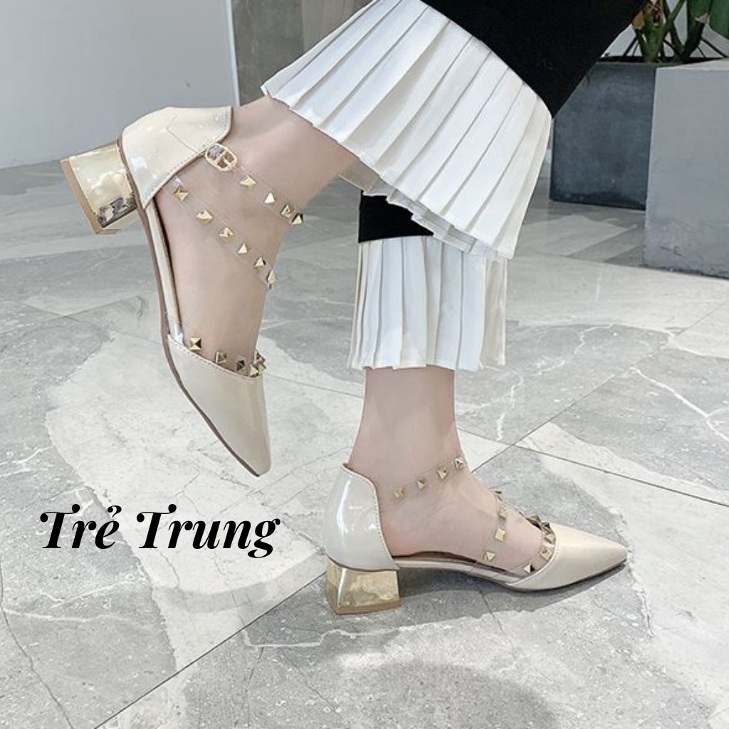 Giày cao gót nữ đế vuông 💝 FREESHIP 💝 Giày khoét eo quai chéo cao 5cm cao cấp , thời trang