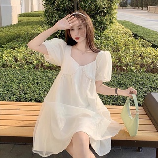 🎀 Váy | Đầm babydoll ống tay phồng cổ tim ulzzang siu sang