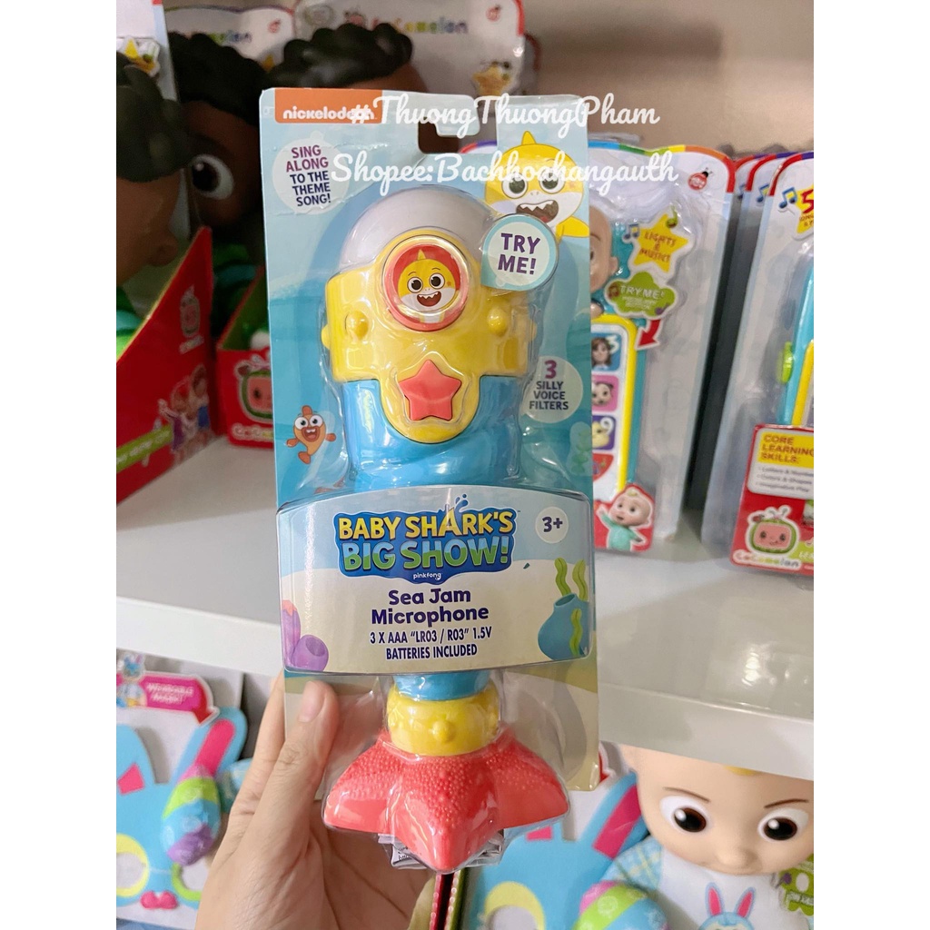 [ Hàng Mỹ ] Đồ chơi babyshark, Pinkfong microphone mô phỏng giọng nói và phát nhạc Baby Shark's Sea Jam Microphone