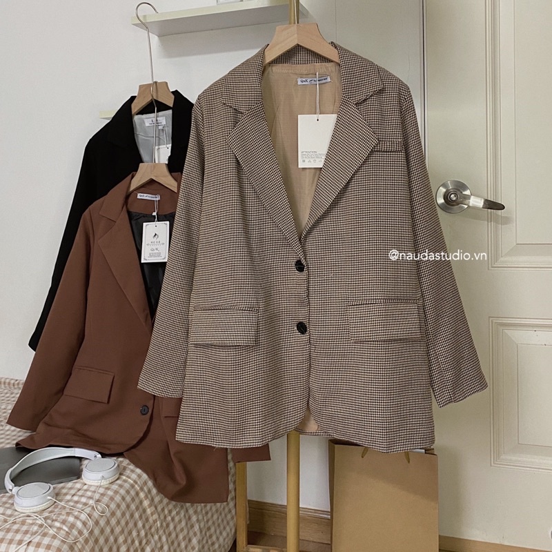 BLAZER HÀN QUỐC 2 LỚP LÓT DÀY DẶN (Hình thật/Có sẵn) - NÂU ĐÁ STUDIO.