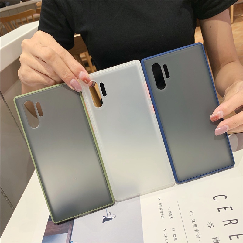 Ốp điện thoại mặt nhám viền màu thời trang chống sốc cho Samsung Note 8 9 10 10+ Pro Plus J6 Prime J8 2018
