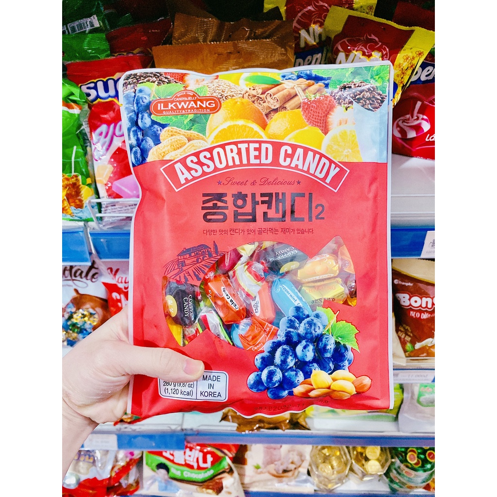 KẸO HÀN QUỐC ILKWANG VỊ ĐƯỜNG ĐEN /HOA QUẢ /BẠC HÀ 280G