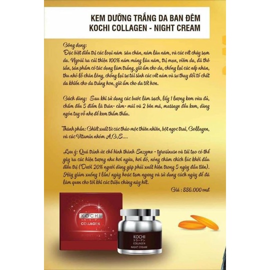 Kem dưỡng da tri mụn nám tàn nhang Collagen Kochi Nhật Bản