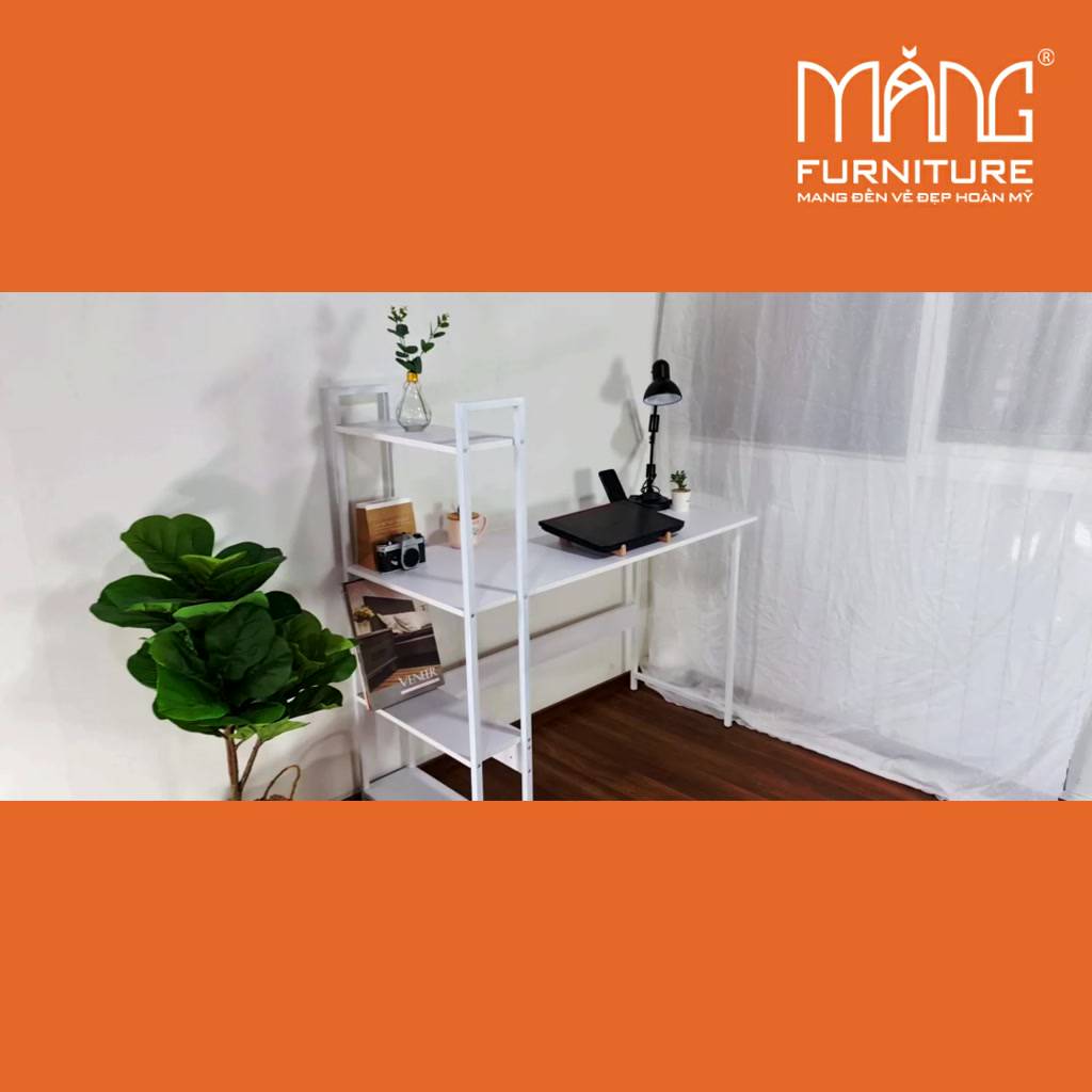Bàn làm việc, B.học sinh, văn phòng liền kệ sách, Khung sắt, Chịu lực cao, Bền đẹp. BLV08 | BigBuy360 - bigbuy360.vn