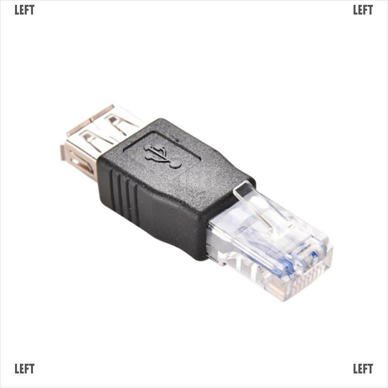 LEFT 2Pcs Ethernet RJ45 Male to USB Female Connector Converter Adapter LAN Network