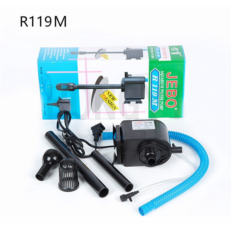 Máy bơm chìm bể cá 3 chức năng: bơm + lọc + sủi Jebo R119M (công suất 20W cho bể 50-200 lít)