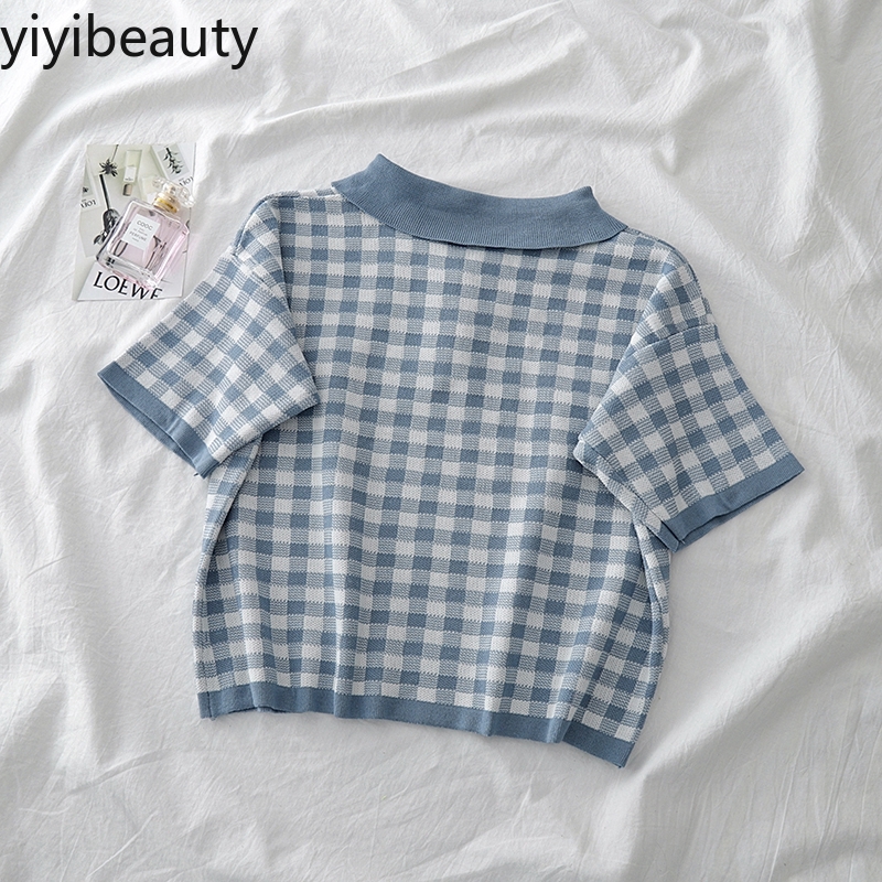 Áo Polo Ngắn Tay Họa Tiết Ca Rô Xinh Xắn Dành Cho Nữ | BigBuy360 - bigbuy360.vn