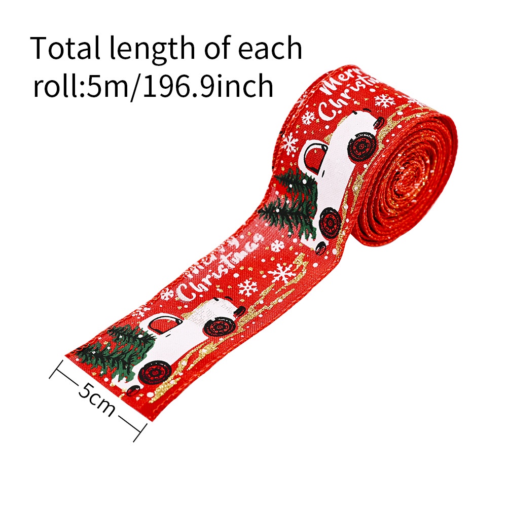 Cuộn dây ruy băng màu sắc Giáng sinh dài 5m dùng trang trí cây thông noel
