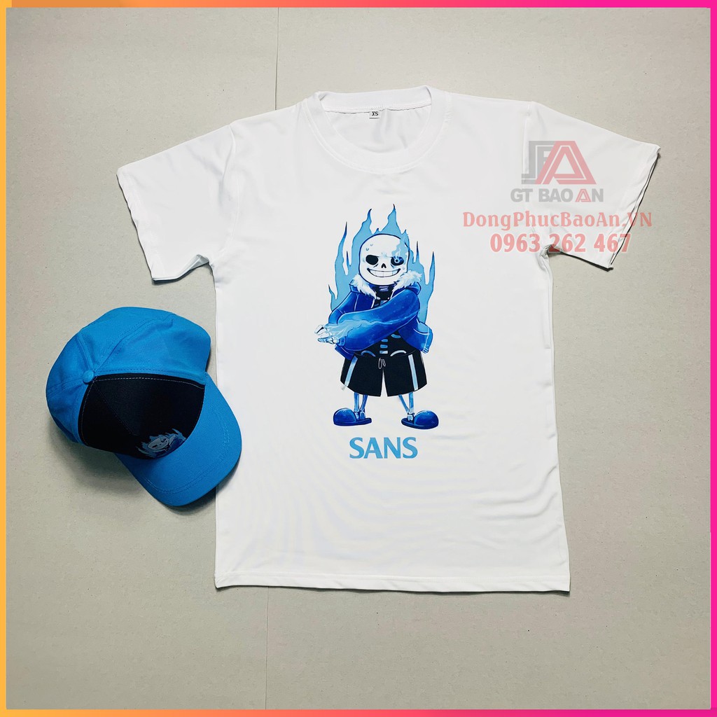 Áo Thun In Hình Bé Sans Family Undertale Biệt Đội Màu Xanh