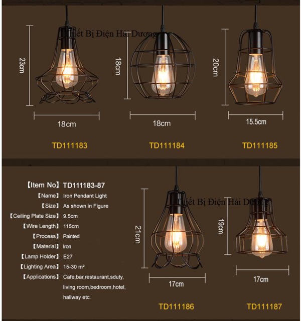 Đèn Thả: Mẫu đèn thả rọ sắt trang trí nhiều kiểu dáng ( giá chưa bao gồm bóng khách nhé)