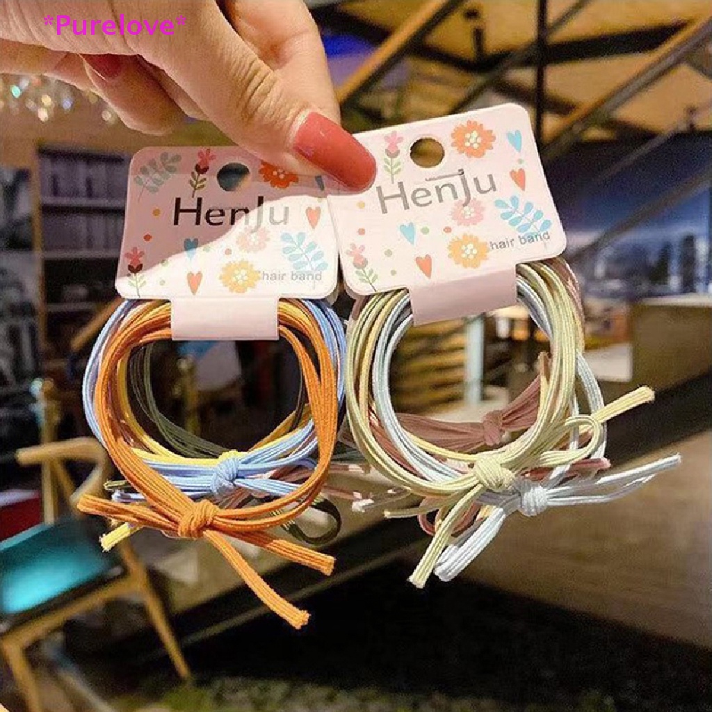 Set 6 Dây Buộc Tóc Cao Su Co Giãn Thắt Nơ Phong Cách Hàn Quốc Đơn Giản Mới