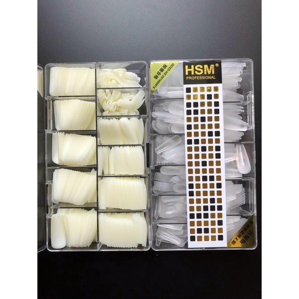Móng úp nhám tay chân HSM- Hàng Chính Hãng Chuẩn Loại 1, Hộp 500 móng nhám sẵn chuẩn fom bền dẻo