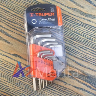Bộ lục giác 10 cây đầu bằng hệ inch 1/16in- 3/8in Truper 15539 (ALL-10P)