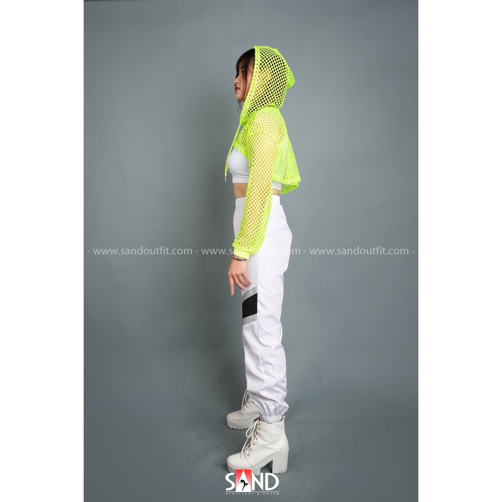 Áo Lưới Hoodie Cut Out Xanh Neon