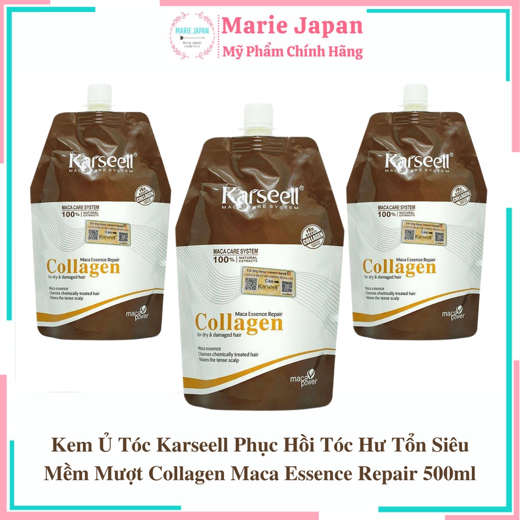 Kem Ủ Tóc Karseell Phục Hồi Tóc Hư Tổn Siêu Mềm Mượt Collagen Maca Essence Repair Italy -  500ml