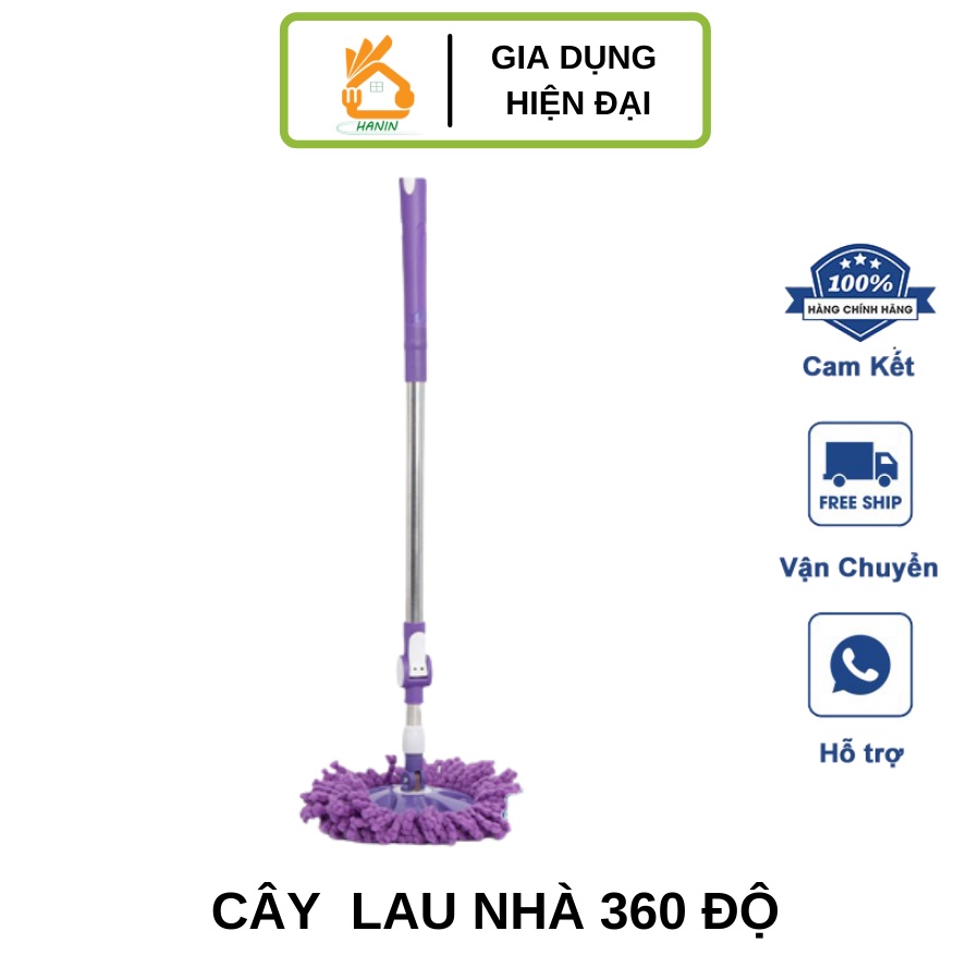 Cây lau nhà trợ lực tự vắt siêu bền , mâm xoay 360 độ kèm bông lau siêu thấm