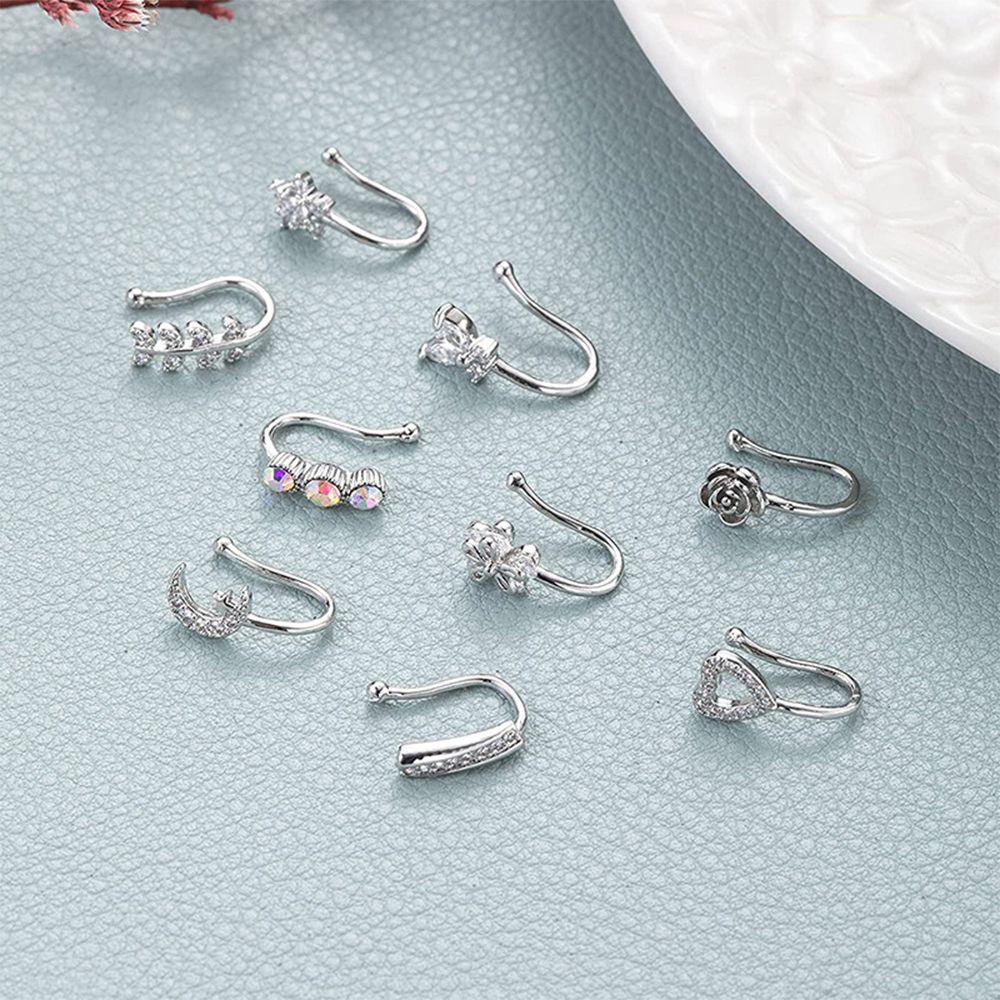 Set 9 Khuyên Mũi Kẹp Sụn Tai / Tai / Mũi Hình Bông Hoa