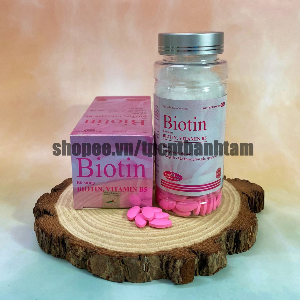 Viên uống BIOTIN bổ sung biotin+vitamin B5 giúp giảm rụng tóc, bảo vệ da, chắc móng – Hộp 60 viên | BigBuy360 - bigbuy360.vn