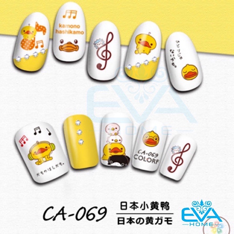 Decal Dán Móng Tay 3D Nail Sticker Tráng Trí Hoạ Tiết Hoạt Hình Vịt Vàng Kamono Hashikamo CA069