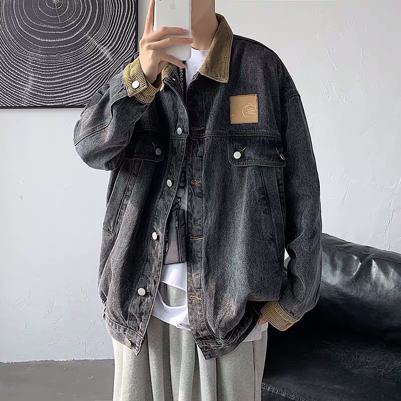 Áo khoác bò mix nhung oversize Ulzzang siêu chất ❤️