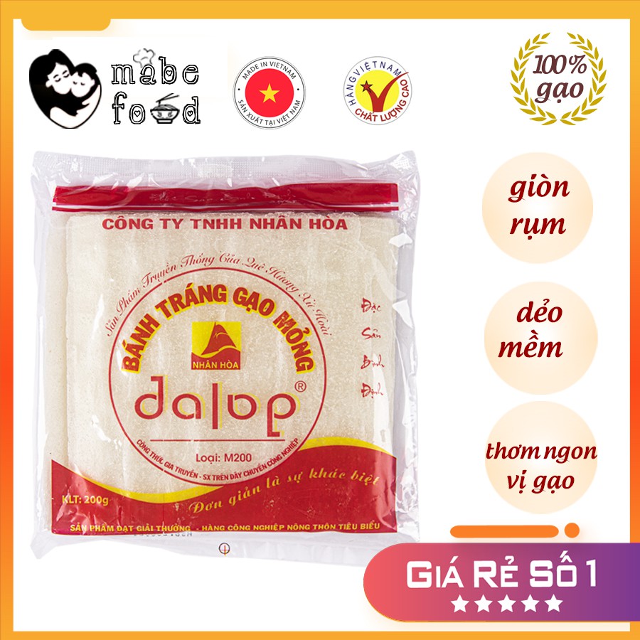 Bánh tráng nướng gạo mỏng Nội địa Dalop , Combo 5 bịch, tiện lợi tiệc tùng, ăn vặt 1 bịch 25 miếng, Mabe Food