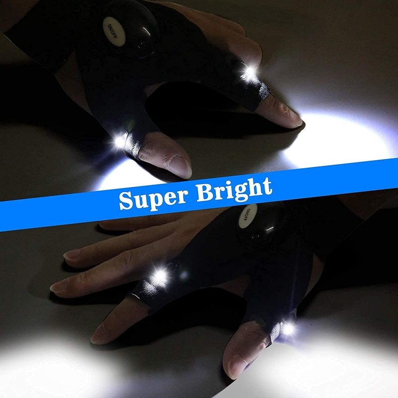 1 Găng Tay Hở Ngón Gắn Đèn LED Dùng Câu Cá Ban Đêm Tiện Dụng