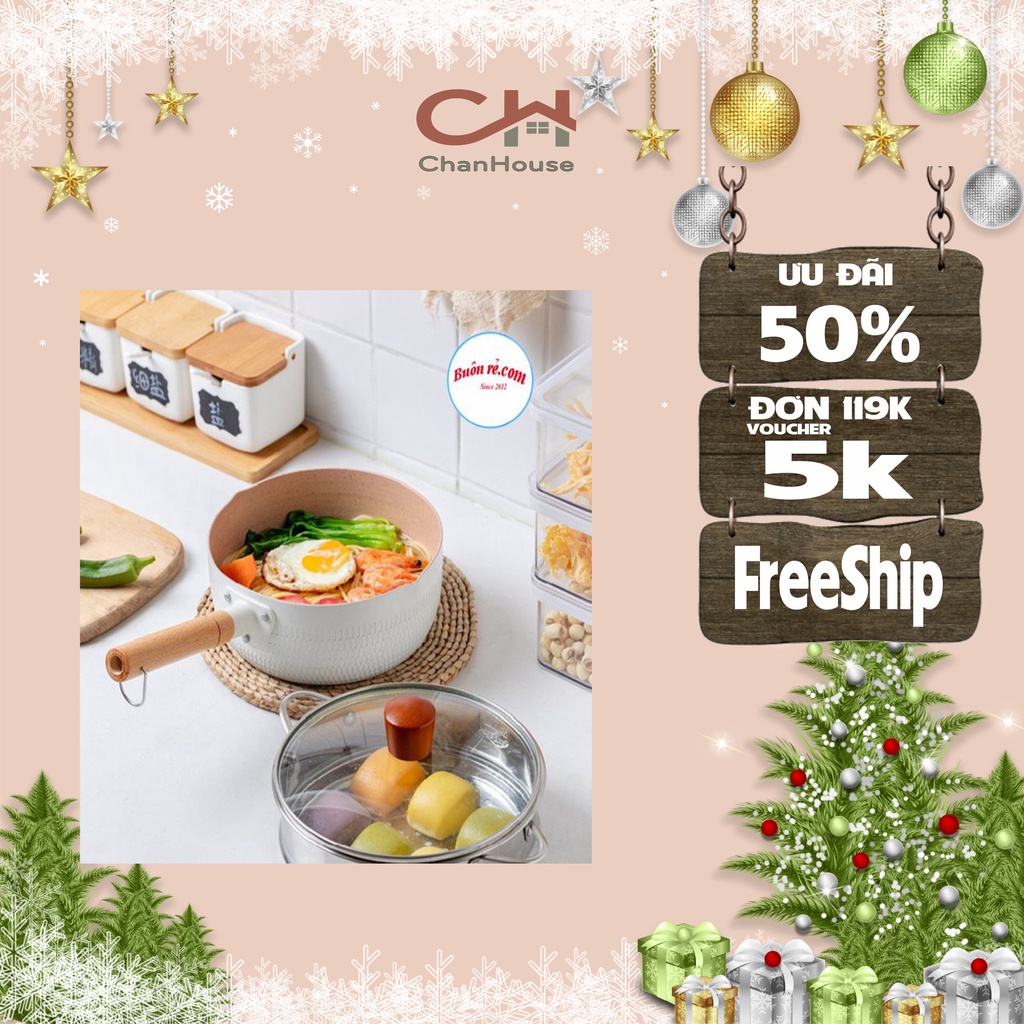 Chảo Chống Dính Bếp Từ Sâu Lòng Mini Vân Đá Size 18cm Dùng Cho Mọi Loại Bếp Không Kèm Vung Kính