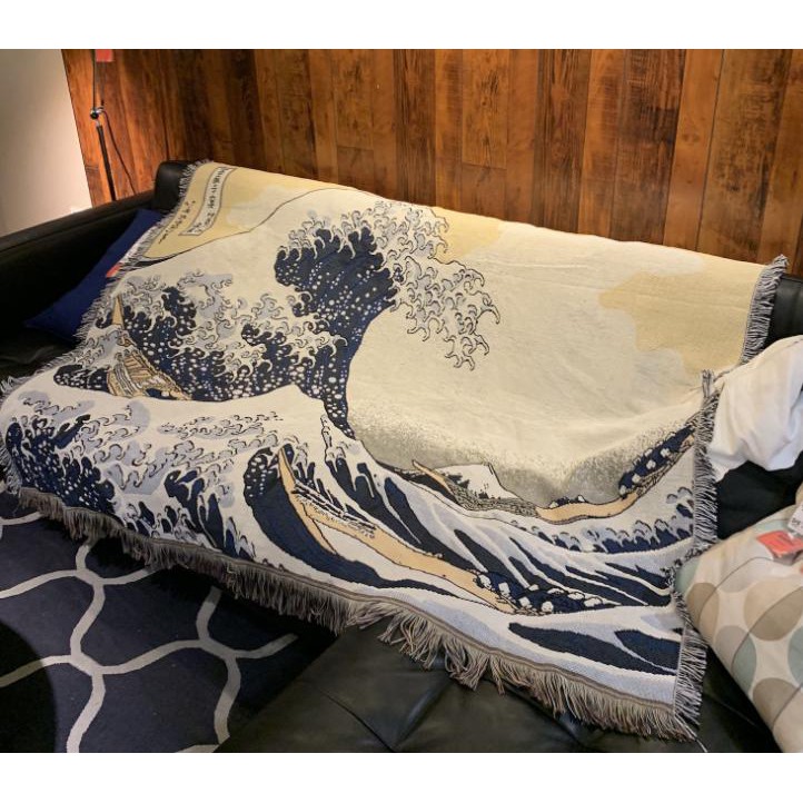 Thảm treo tường họa tiết vintage chăn trải shopha chống bụi, phong cách boho vintage đáng yêu