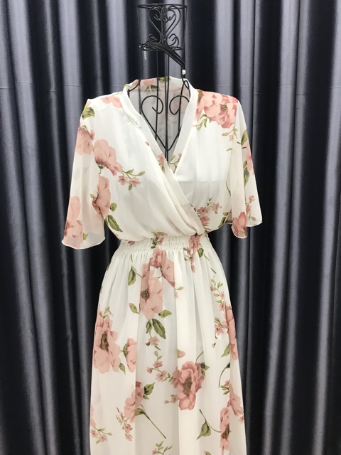 ĐẦM MAXI CỔ ĐẮP CHÉO TAY LOE (nhiều màu) | BigBuy360 - bigbuy360.vn