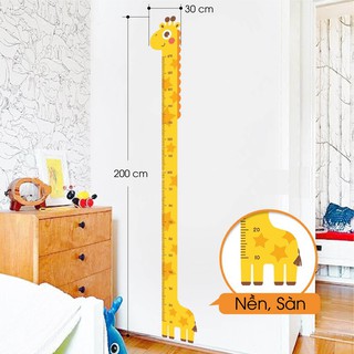 Decal dán tường hình con vật đo chiều cao bé