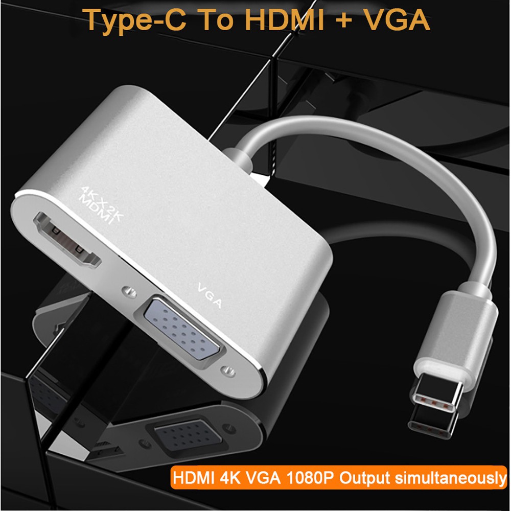 Bộ Chia Cổng Usb 3.1 Type C Sang Hdmi Vga Video Cho Macbook 2018 Ipad Pro Samsung Xiaomi Huawei