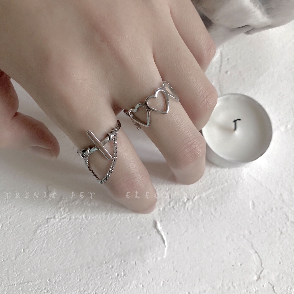 Nhẫn Cặp Phối Dây Xích Đan Chéo Thời Trang 19015