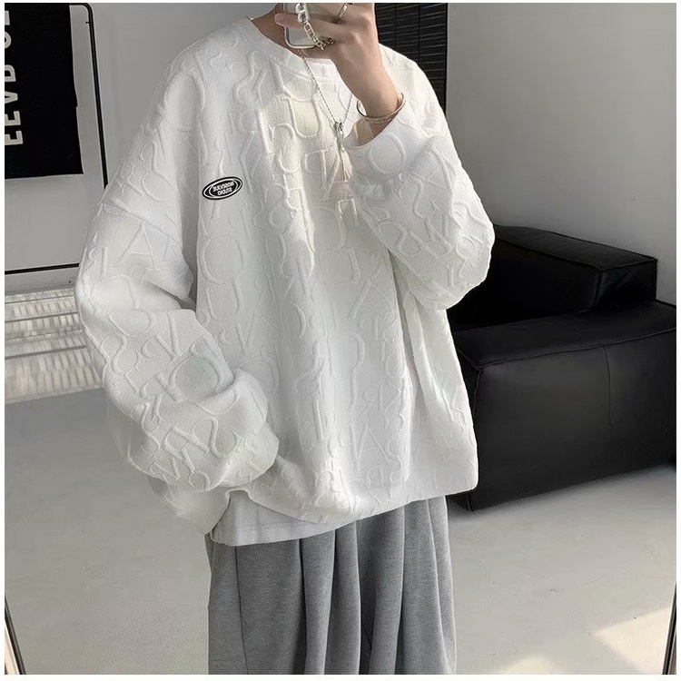 2023 Áo sweater nam áo dài tay Hàn Quốc thể thao thời trang áo phong cách thoải mái cá tính cho nam nữ kiểu simple unisex tops waffle hoodie sweater