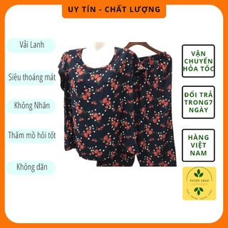 Bộ Lanh Trung Niên Cho Mẹ - Bộ Mặc Nhà Trung Niên Lanh Anh Thư ống rộng lửng cho người già người lớn tuổi