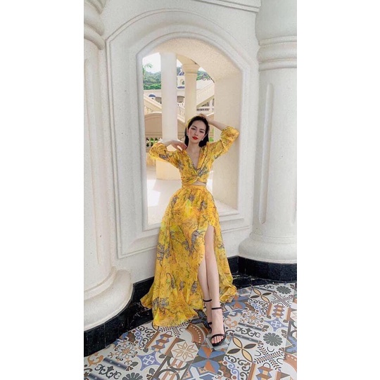 (Free Ship) SÉT VÁY MAXI VOAN XINH GÌ MÀ XINH LẠ LÙNG LÀ SÉT VÁY NHÀ SHOP ĐÓ CHỊ EM UP h.h.p