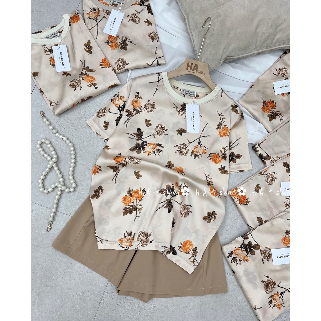 Set áo lụa hoa T6+ quần chun (6096)