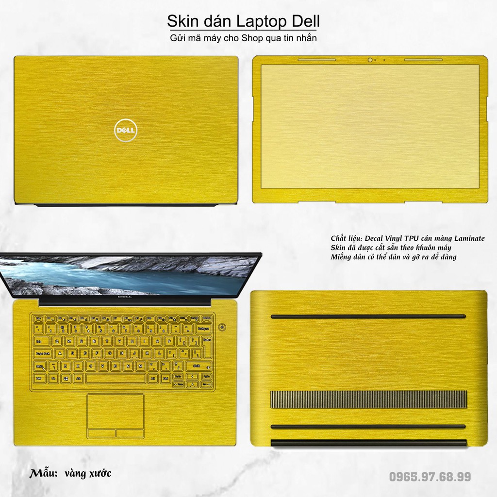 Skin dán Laptop Dell màu Chrome vàng xước (inbox mã máy cho Shop)