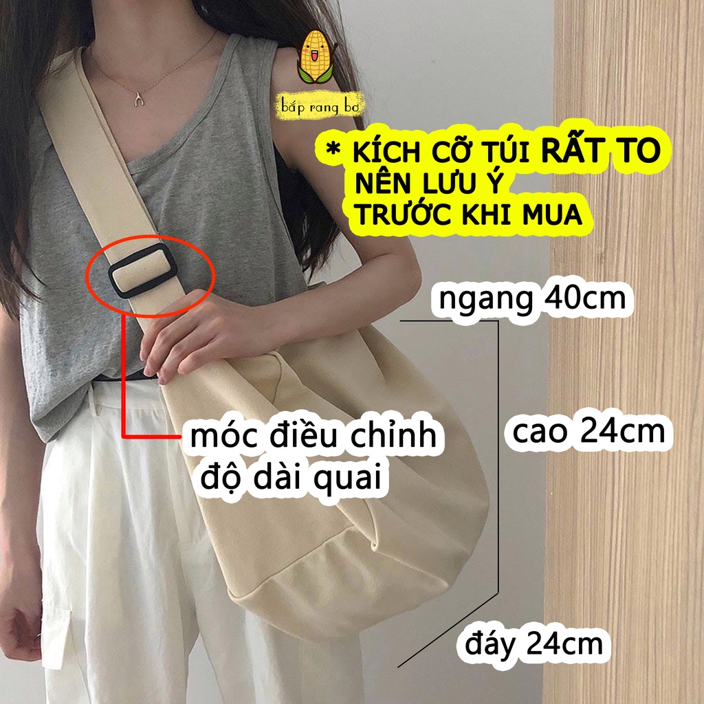 TÚI TOTE ĐEO CHÉO TRỐNG SIU TO CÓ KHÓA KÉO &amp; TÚI CON VẢI CANVAS PHONG CÁCH ULZZANG  ĐỂ ĐƯỢC SÁCH ĐỒ DÙNG THOẢI MÁI DC04