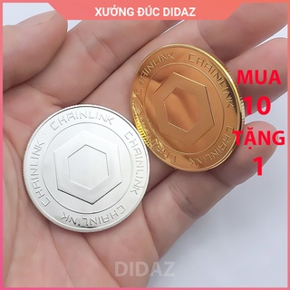 Đồng Xu Chainlink LINK, Bitcoin mạ vàng, bạc 24k đồ lưu niệm, trang trí, sưu tầm, quà tặng hội nhóm LINK01