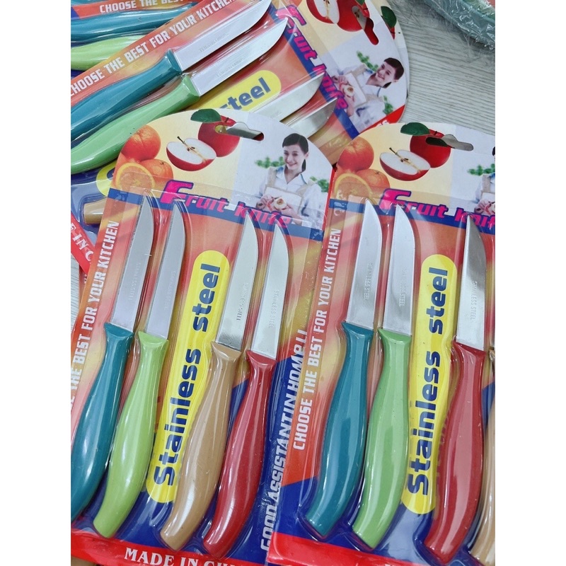Vỉ 4 Dao Gọt Tỉa Trái Cây Mini Thái Lan Siêu Bén Tiện Lợi ANHOME